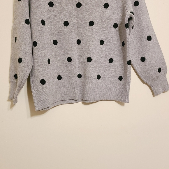 Workshop | Women's Gray and Black Polka Dot Crewneck Sweater (Size XL) - Picture 9 of 10